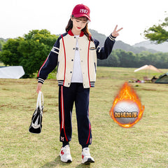 HBC040924-10 طقم بناتي شتوي مبطن فرو قطعتين ( جكيت + بنطلون)