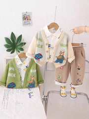 SSN040924-45 طقم تقيل خريفي شتوي ربيعي 3 قطع ( جكيت + قميص + بنطلون)