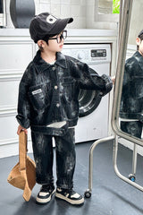 RM1227-32 طقم جينز قطعتين ( جكيت + بنطلون ) خريفي تقيل