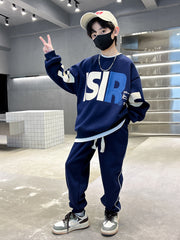 WZ261124-15 ترينج ولادي قطن خريفي ربيعي قطعتين ( بلوزة + بنطلون) خامة ممتازة