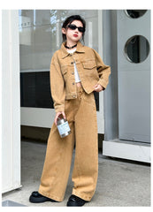 WZH191124-32 طقم جينز قطعتين ( جكيت + بنطلون)