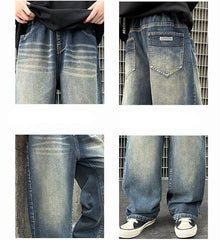 WZH301124-33 بنطلون جينز قصة عريضة