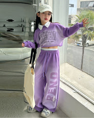 WZH191124-3 ترينج قطن قطعتين ( بلوزة + بنطلون)