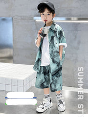 WZH301124-55 طقم ولادي صيفي قطعتين ( قميص + بنطلون)