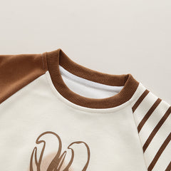 SSN040924-43 طقم ولادي قطن دافي خريفي ربيعي قطعتين (بلوزة + بنطلون )