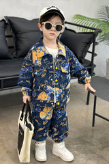 RM1227-17 طقم جينز برسومات مميزة بجي قطعتين ( جكيت + بنطلون)