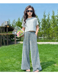 RM150424-36 طقم بناتي صيفي قطعتين ( بلوزة + بنطلون)