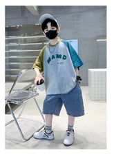 FU14042024-60 طقم ولادي صيفي قطعتين ( بلوزة + بنطلون)