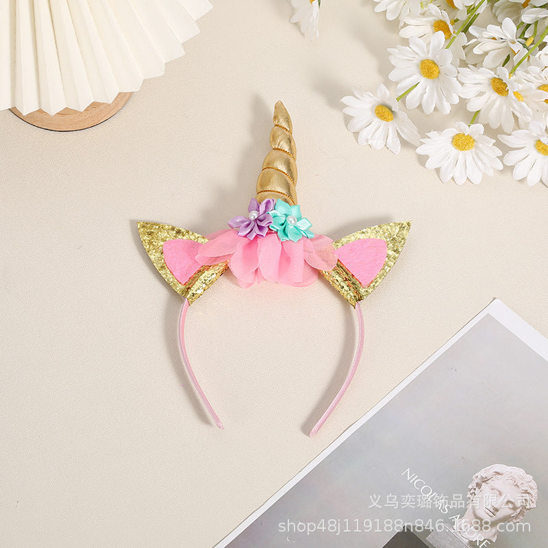 RM20072024-3 طوق يونيكورن مورد باللون الذهبي