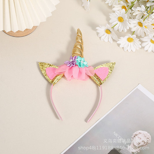 RM20072024-3 طوق يونيكورن مورد باللون الذهبي