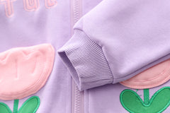 SSN040924-53 طقم بناتي قطن تقيل خريفي ربيعي قطعتين ( جكيت + بنطلون)