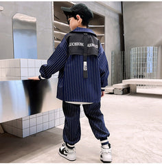 RM1227-27 بدلة ولادي 4 قطع ( جكيت + قميص + بنطلون + جرافة)