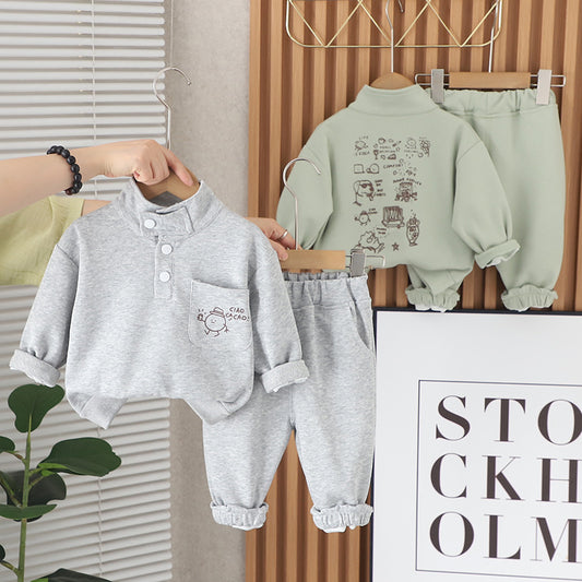 SSX220824-147 ترينج ولادي خريفي ربيعي قطعتين ( بلوزة + بنطلون)