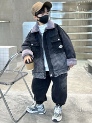 WZH301124-62 طقم شتوي ولادي مناسب للتلج وللبرد الشديد مبطن فرو بالكامل