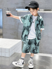 WZH301124-55 طقم ولادي صيفي قطعتين ( قميص + بنطلون)