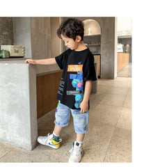 FU14042024-27 طقم ولادي قطعتين ( بلوزة + شورت)