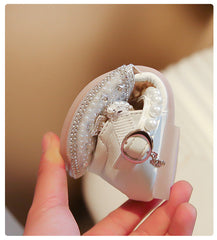 WDY260924-3 صندل بناتي مزين بالدانتيل والستراس واللولو