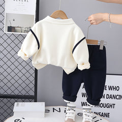 SSX220824-24 طقم ولادي شتوي قطن من جواه فرو تقيل قطعتين ( بلوزة + بنطلون)