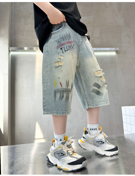 WZH301124-11 شورت جينز ناعم وطويل