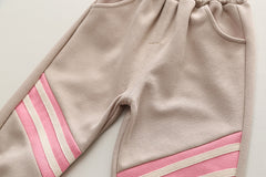 SSN040924-6 طقم بناتي قطعتين قطن خريفي ربيعي دافي ( بلوزة + بنطلون)