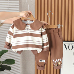 SSX220824-142 طقم ولادي قطعتين ( بلوزة + بنطلون) خريفي ربيعي