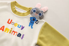 SSX220824-102 طقم قطن اصلي ربيعي خريفي قطعتين (بلوزة + بنطلون)