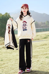 RM090424-3 بدلة سبورت قطني بناتي 3 قطع ( بلوزة + جكيت + بنطلون )