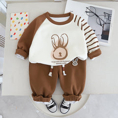 SSN040924-43 طقم ولادي قطن دافي خريفي ربيعي قطعتين (بلوزة + بنطلون )