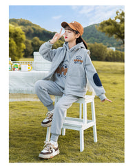 HBC040924-8 طقم بناتي شتوي مبطن فرو بالكامل 3 قطع ( بلوزة + فست + بنطلون)