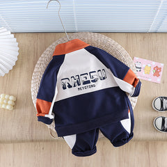 SSX220824-121 بدلة 3 قطع قطن  خريفي ربيعي دافي ( بلوزة + جكيت + بنطلون)