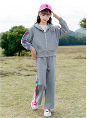 RM090424-7 طقم رياضي قطني بناتي قطعتين ( جكيت + بنطلون)