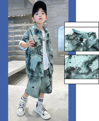 WZH301124-55 طقم ولادي صيفي قطعتين ( قميص + بنطلون)