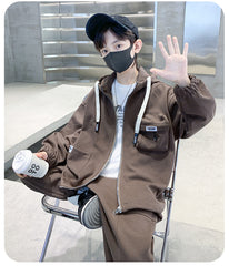 WZ261124-5 ترينج ولادي قطن ربيعي خريفي قطعتين ( جكيت + بنطلون)