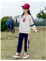 RM090424-10 بدلة قطنية رياضيه قطعتين ( بلوزة + بنطلون )