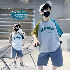 FU14042024-60 طقم ولادي صيفي قطعتين ( بلوزة + بنطلون)