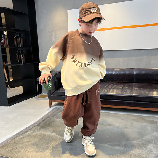 WZH301124-54  ترينج ولادي خريفي شتوي تقيلة قطعتين ( بلوزة + بنطلون)