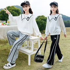 HBC040924-1 بدلة قطنية بناتي قطعتين ( بلوزة + بنطلون)