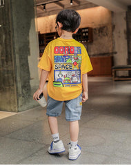 FU14042024-34 طقم ولادي قطعتين ( بلوزة + بنطلون جينز )