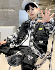 AO0508-13 طقم ولادي قطعتين ( جكيت مصوف + بنطلون )