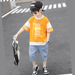 FU14042024-64 طقم ولادي صيفي قطعتين ( بلوزة + بنطلون)