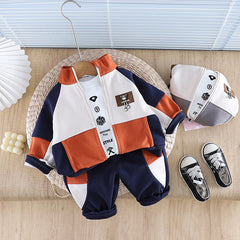 SSX220824-121 بدلة 3 قطع قطن  خريفي ربيعي دافي ( بلوزة + جكيت + بنطلون)