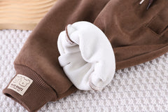 SSX220824-37 طقم ولادي شتوي مبطن فرو ( جكيت + بنطلون + لفحة)