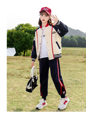 HBC040924-10 طقم بناتي شتوي مبطن فرو قطعتين ( جكيت + بنطلون)