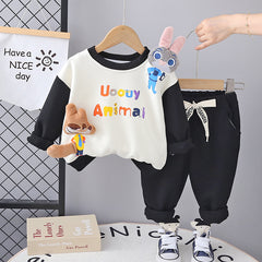 SSX220824-102 طقم قطن اصلي ربيعي خريفي قطعتين (بلوزة + بنطلون)