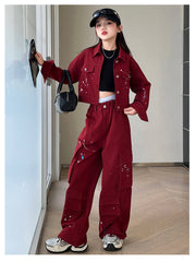 WZH191124-42 طقم جينز قطعتين ( جكيت + بنطلون)