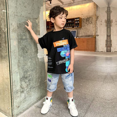 FU14042024-27 طقم ولادي قطعتين ( بلوزة + شورت)