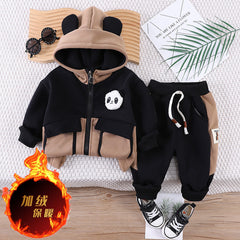 SSX220824-35 ترينج شتوي خريفي تقيل مبطن فرو قطعتين ( جكيت + بنطلون)