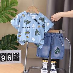 SSX220824-96 طقم صيفي قطعتين ( بلوزة + شورت)