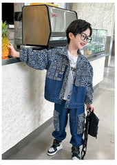 RM1227-20 طقم جينز ناعم و فاخر بجي قطعتين ( جكيت + بنطلون)