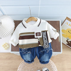 SSX220824-109 طقم ولادي قطعتين ( بلوزة + بنطلون جينز)